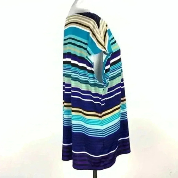 Liz Claiborne womens top multicolored striped - Picture 3 of 9